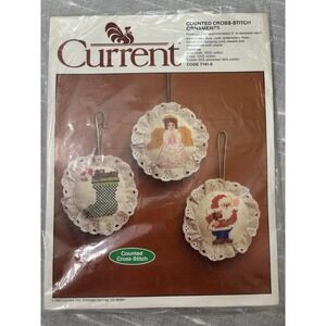 Vintage 1983 Current Count Cross Stitch Christmas Ornament Kit 7141-5